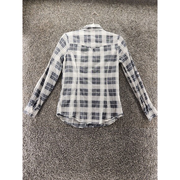 I Love Ronson Xs Gray White Plaid Button Down Long Sleeve Blouse - Picture 6 of 6